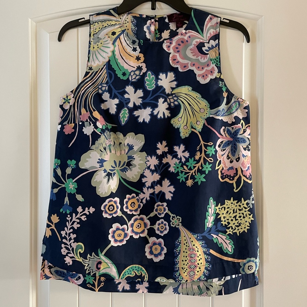 JCrew Liberty London Navy Symphony sleeveless top size 2